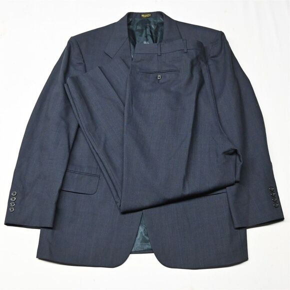 Vtg Oscar de la Renta 43R 44R 36x30 Blue Plaid Mens Sport Coat Jacket Pants Suit